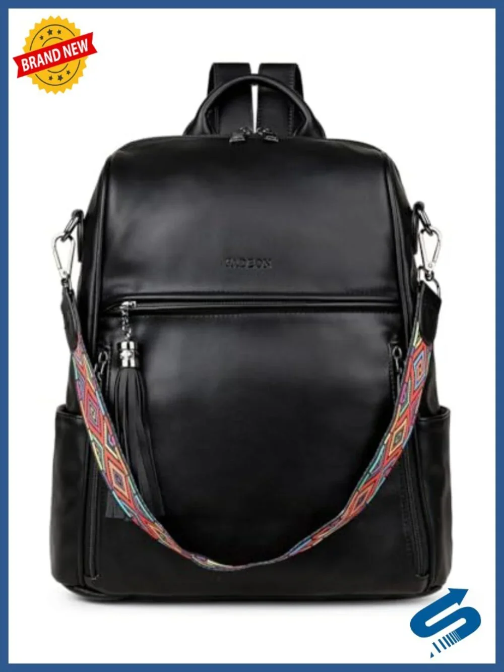 Waterproof Vegan Leather Backpack for Women, 13 inch Travel Work Bag